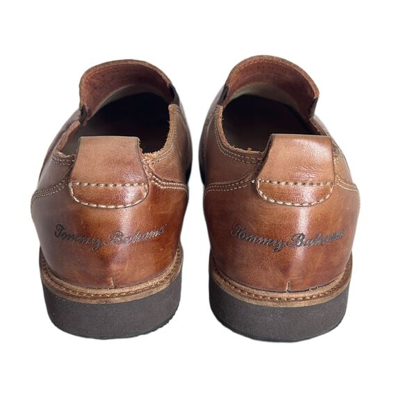 Tommy Bahama Eaton Loafers Mens 9 Brown Leather Shoes Slip On Stretch Preppy